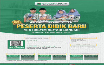 Penerimaan Peserta Didik Baru MTs. Hasyim Asy'ari Bangsri TP. 2025/2026